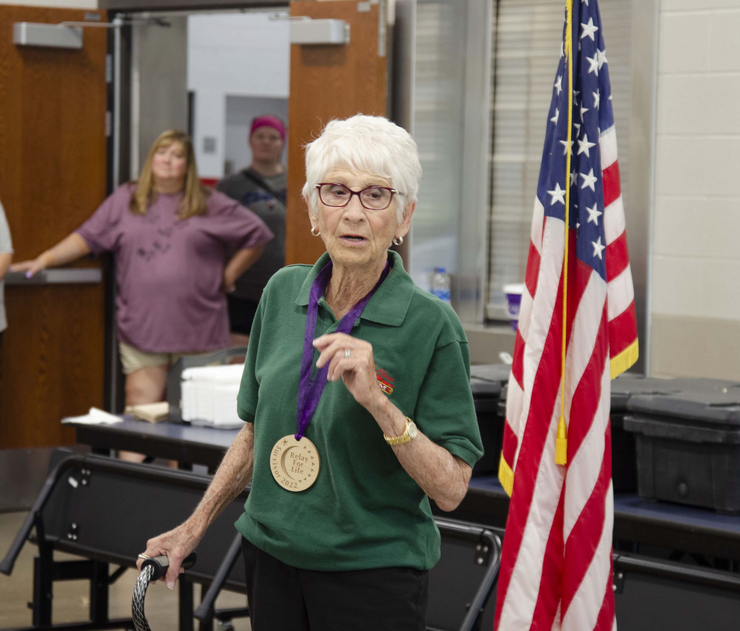 Pat Koch speaking at Relay for Life