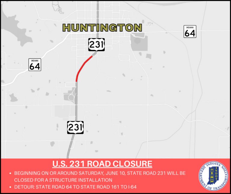 Road closure planned for U.S. 231 for structure installation