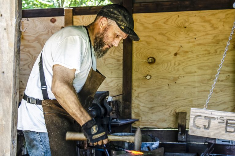 Working the forge at the Living Historical Farm