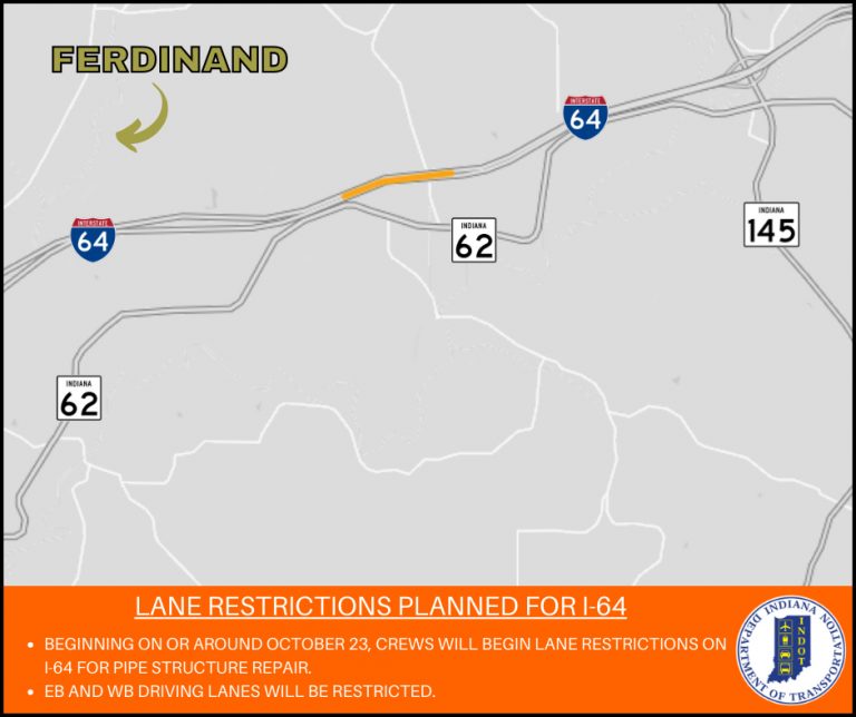 For Release 10/17/23 – Lane Restrictions planned for I-64 in Perry County